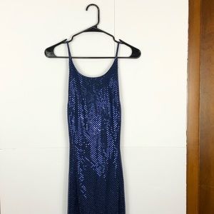 Vintage Blue Sequin Maxi Dress Sz 3
